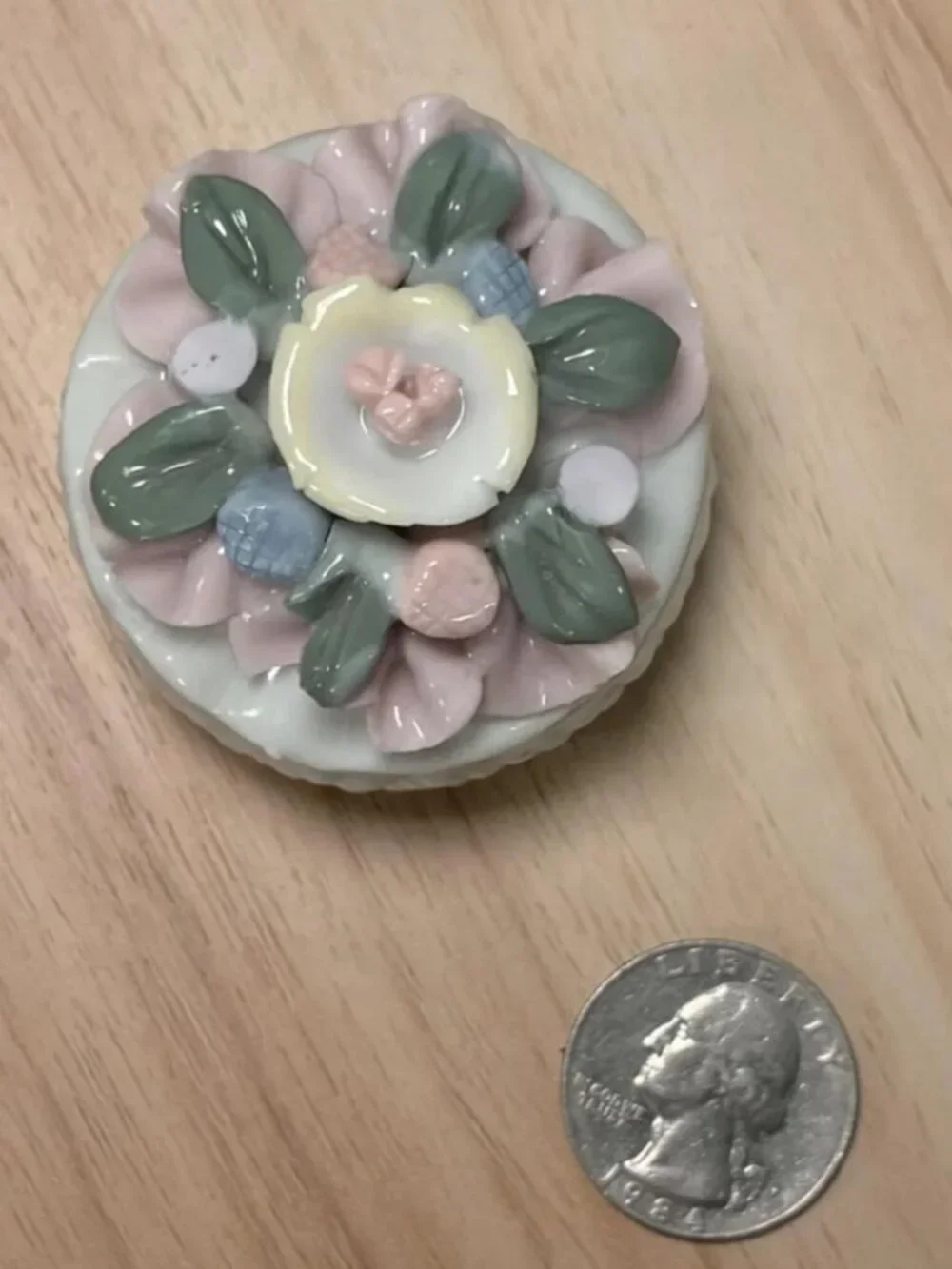 Tiny Vintage Floral Bone China Trinket Dish- No handle